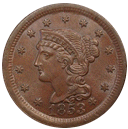 braided hair cent 1839-1857 front
