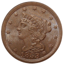 braided hair half cent 1840-1857 front