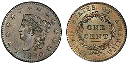 coronet head cent 1816-1839