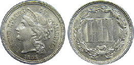 Three cent nickel 1865-1889
