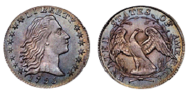 flowing hair half dime 1794-1795