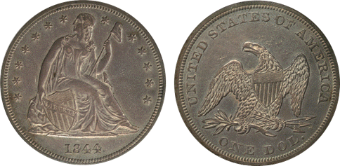 1844 AU55 PCGS