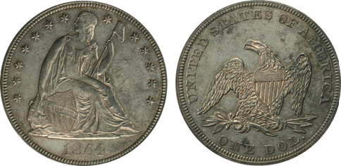 1854 AU55 PCGS