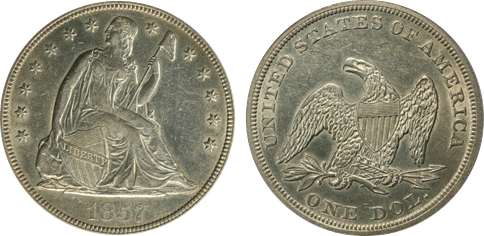 1857 AU55 PCGS