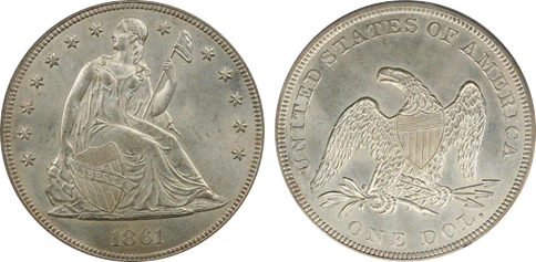 1861 MS63 PCGS