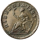 1723 Hibernia farthing back